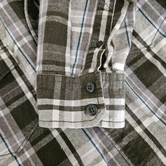 Canyon River Blues Green Plaid Long Sleeve Flannel Button Up Jersey Hoodie L - Picture 5 of 10
